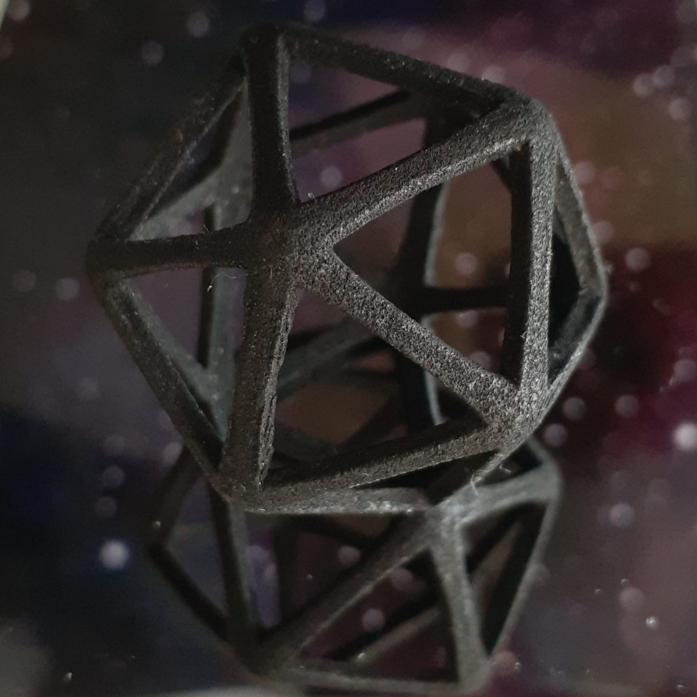 Matte Black Icosahedron D20 20 Sided Pendant 3D Printed 30mm